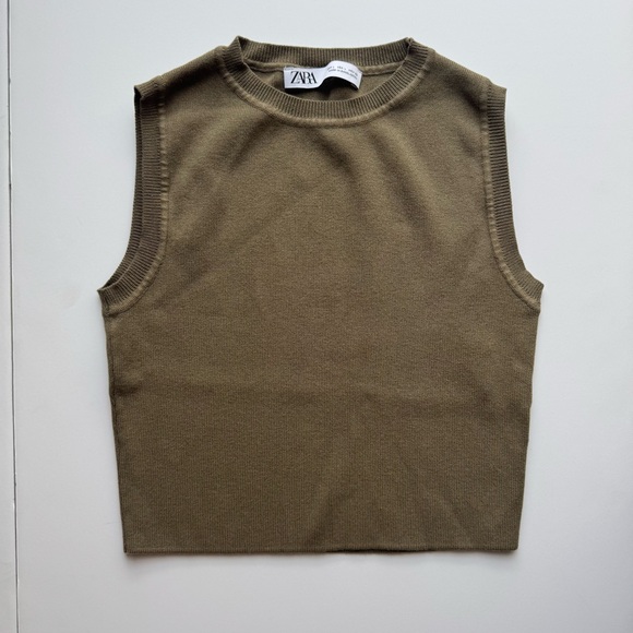 Zara Sleeveless Fall Knit Vest – Olive Green - Medium - Picture 1 of 7